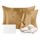 Fronhas De Seda Thxsilk, Conjunto De 2 Fronhas Metálicas Gold Queen