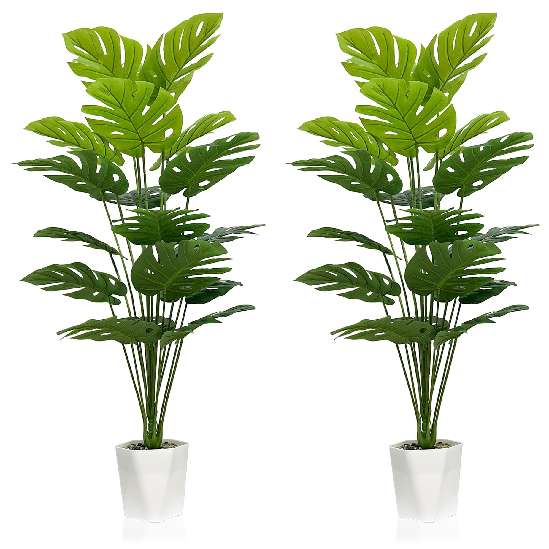 Conjunto De 2 Plantas Artificiais Monstera Deliciosa Plants Sajandas De 43 Polegadas