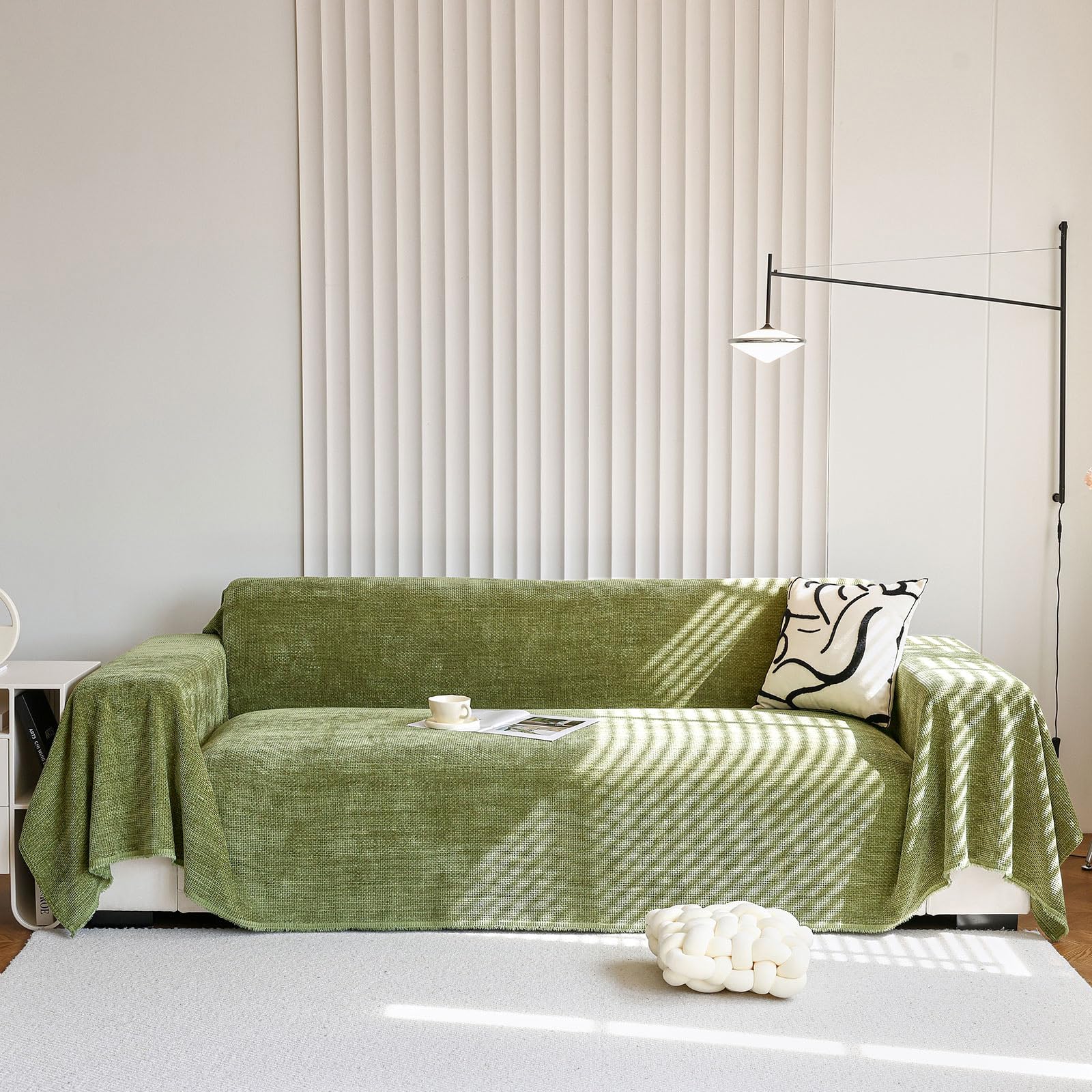 Capa De Sofá Stacypik Christmas Dark Green Chenille Yarn 180x380cm