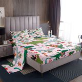 Lençóis De Cama Feelyou Christmas Pink Queen Size Para Crianças