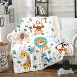Cobertor Feelyou Cartoon Jungle Animals Sherpa Fleece 230x230cm