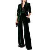 Terno De Veludo Feminino Botong Com Peito Duplo Verde Escuro S
