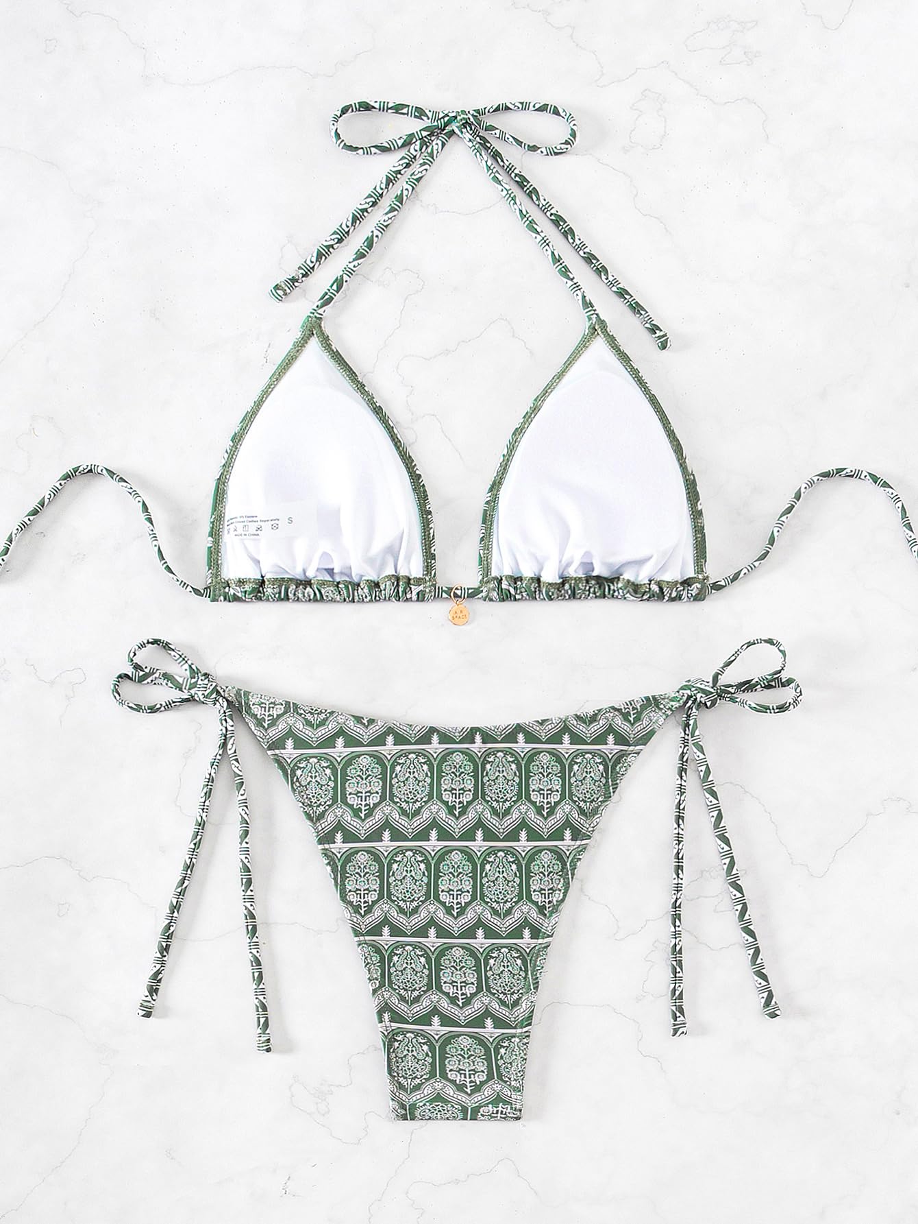 Conjunto De Biquíni Soly Hux Feminino De Cintura Alta Verde E Branco