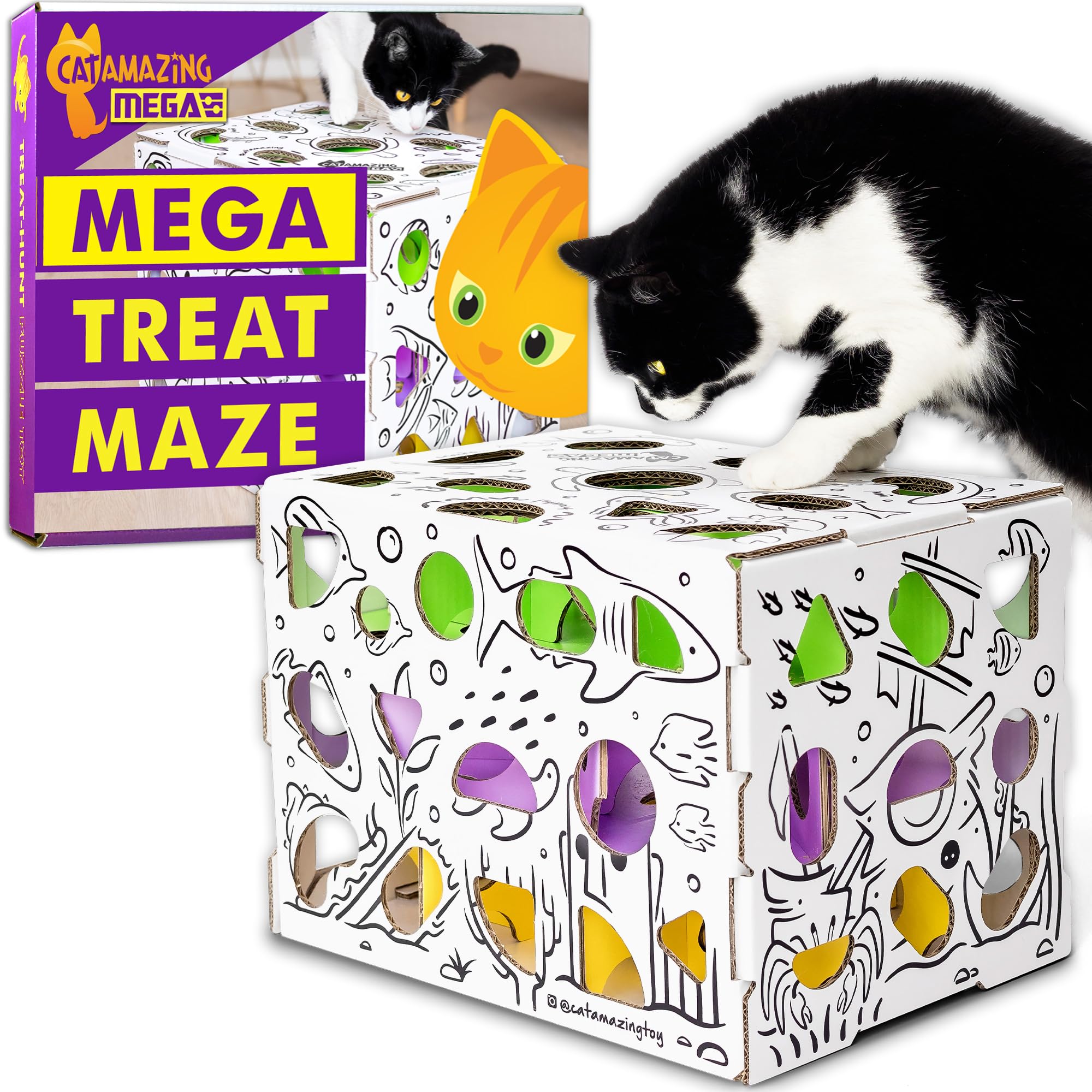Cat Treat Puzzle Box Cat Amazing Mega Para Gatos Domésticos