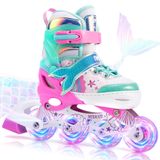 Patins Em Linha Nemone Mermaid Para Meninas E Crianças De 4 A 12 Anos Com Luz