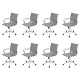 Kit 8 Cadeiras Para Escritório Diretor Esteirinha Com Relax Corino 3301 Or Design Cinza
