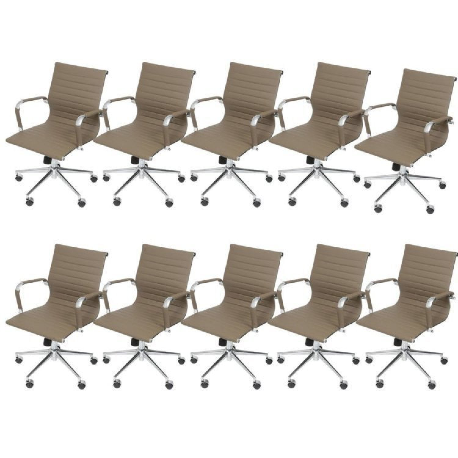 Kit 10 Cadeiras Para Escritório Diretor Esteirinha Com Relax Corino 3301 Or Design Fendi