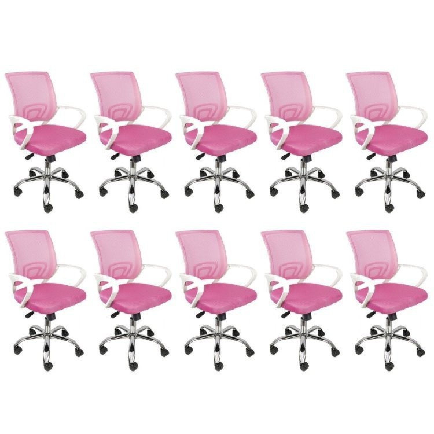 Kit 10 Cadeiras Para Escritório Diretor Tela Mesh Tok 3310 Or Design Rosa