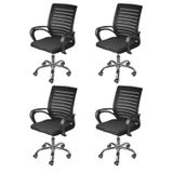 Kit 4 Cadeiras Para Escritorio Diretor Tela Mesh Viena 3324 Preto
