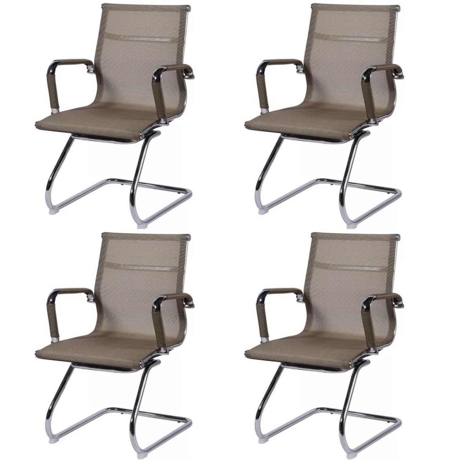 Kit 4 Cadeiras Para Escritório Interlocutor Esteirinha Tela Mesh 3303 Or Design Cobre