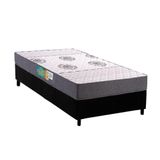 Cama Box Solteiro: Colchão Espuma D45 Polar Pérola Grey + Base Crc Suede Black (78x188)