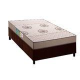 Cama Box Solteiro: Colchão Espuma D33 Polar Pérola Clean + Base Crc Suede Brown (88x188)