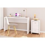 Escritório Completo 1 Mesa De Computador Me4135 + 1 Gaveteiro Me4112 2 Peças Branco