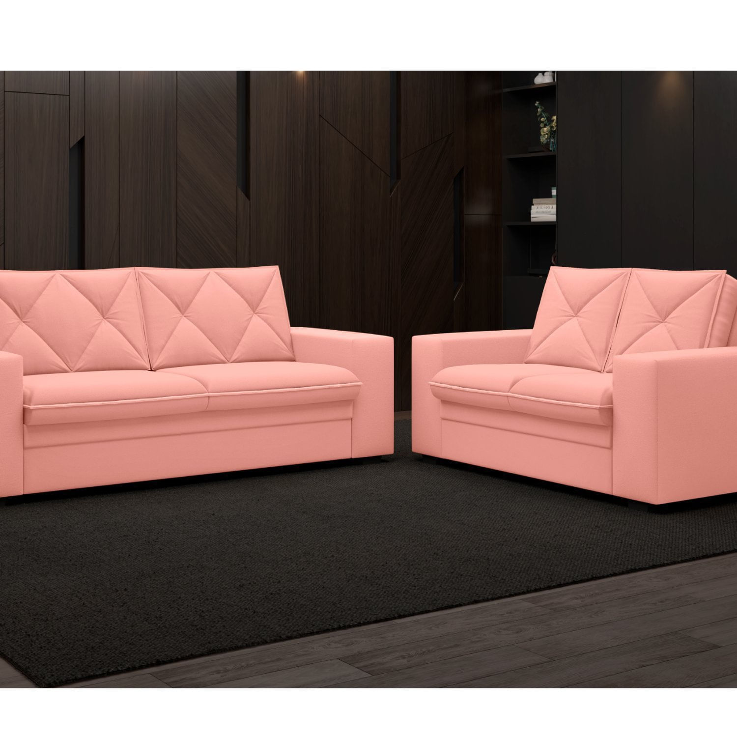 Conjunto Sofá 2 E 3 Lugares Velosuede Delos Yescasa Rose