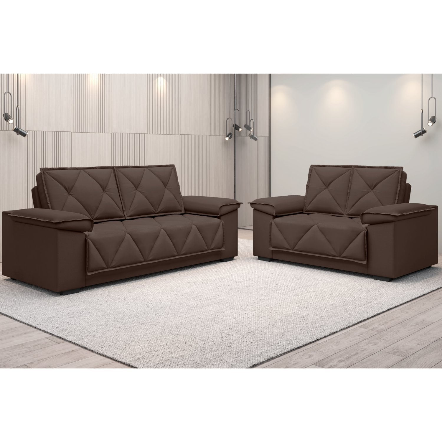 Conjunto De Sofá 2 E 3 Lugares Velosuede Brazos Yescasa Chocolate