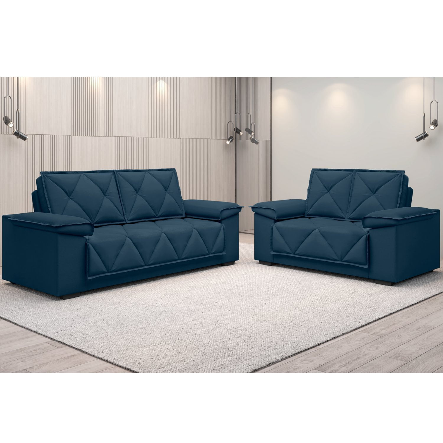 Conjunto Sofá 2 E 3 Lugares Velosuede Brazos Yescasa Petróleo