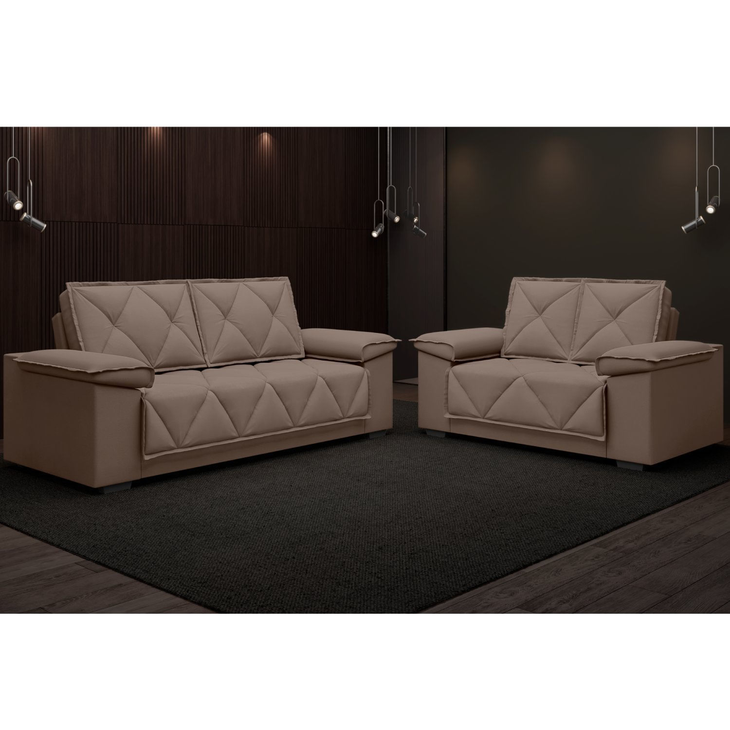 Conjunto Sofá 2 E 3 Lugares Velosuede Brazos Yescasa Marrom