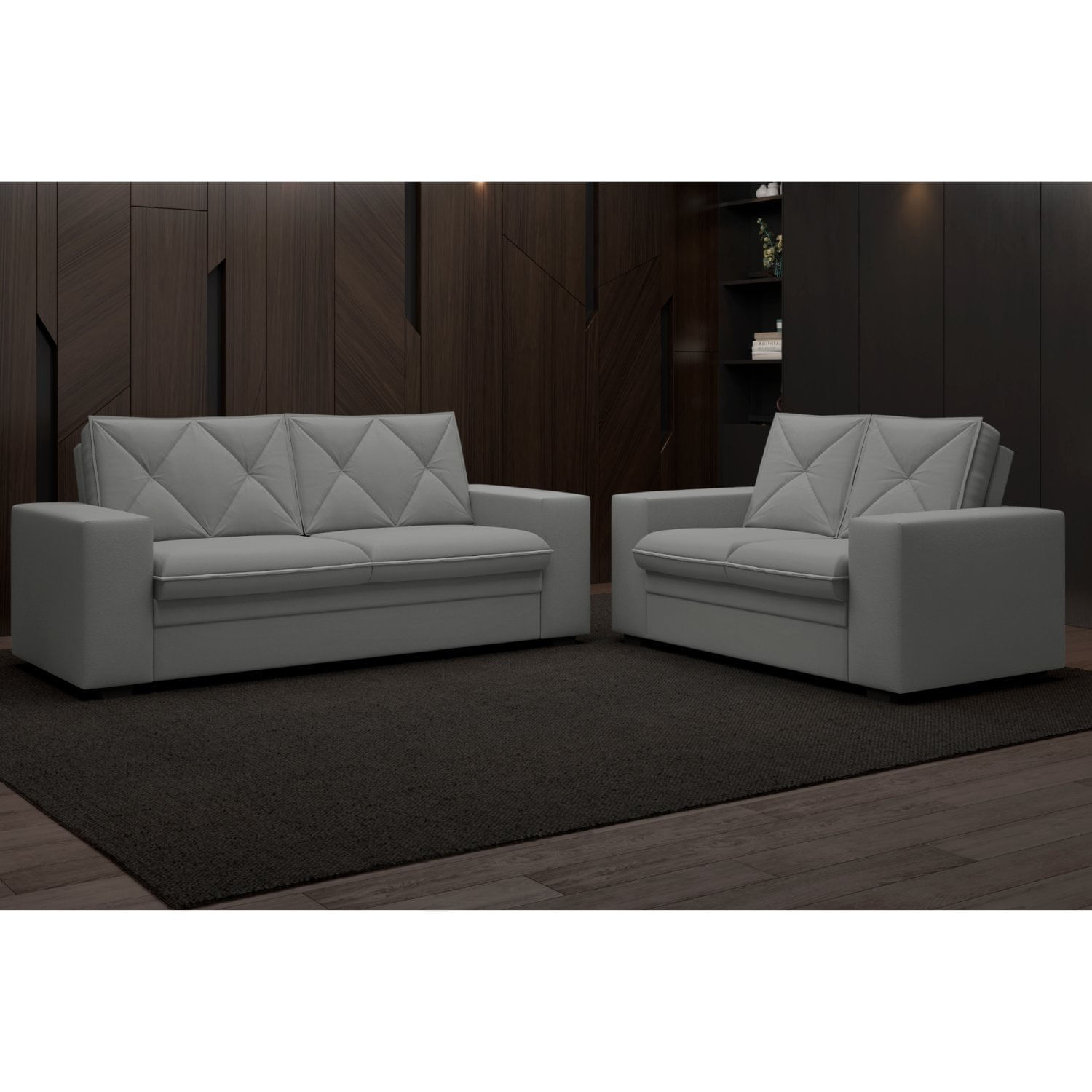 Conjunto Sofá 2 E 3 Lugares Velosuede Delos Yescasa Grafite