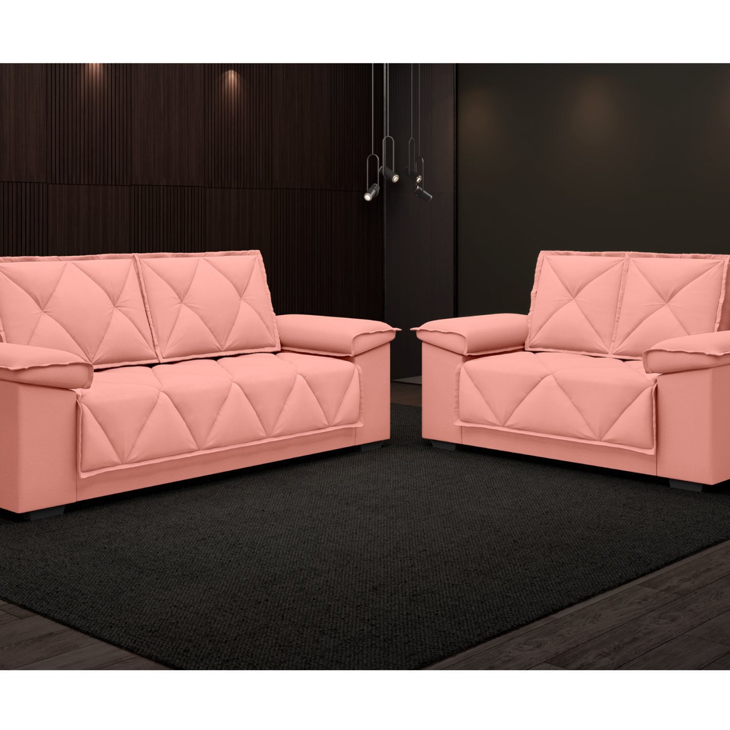 Conjunto Sofá 2 E 3 Lugares Velosuede Brazos Yescasa Rose