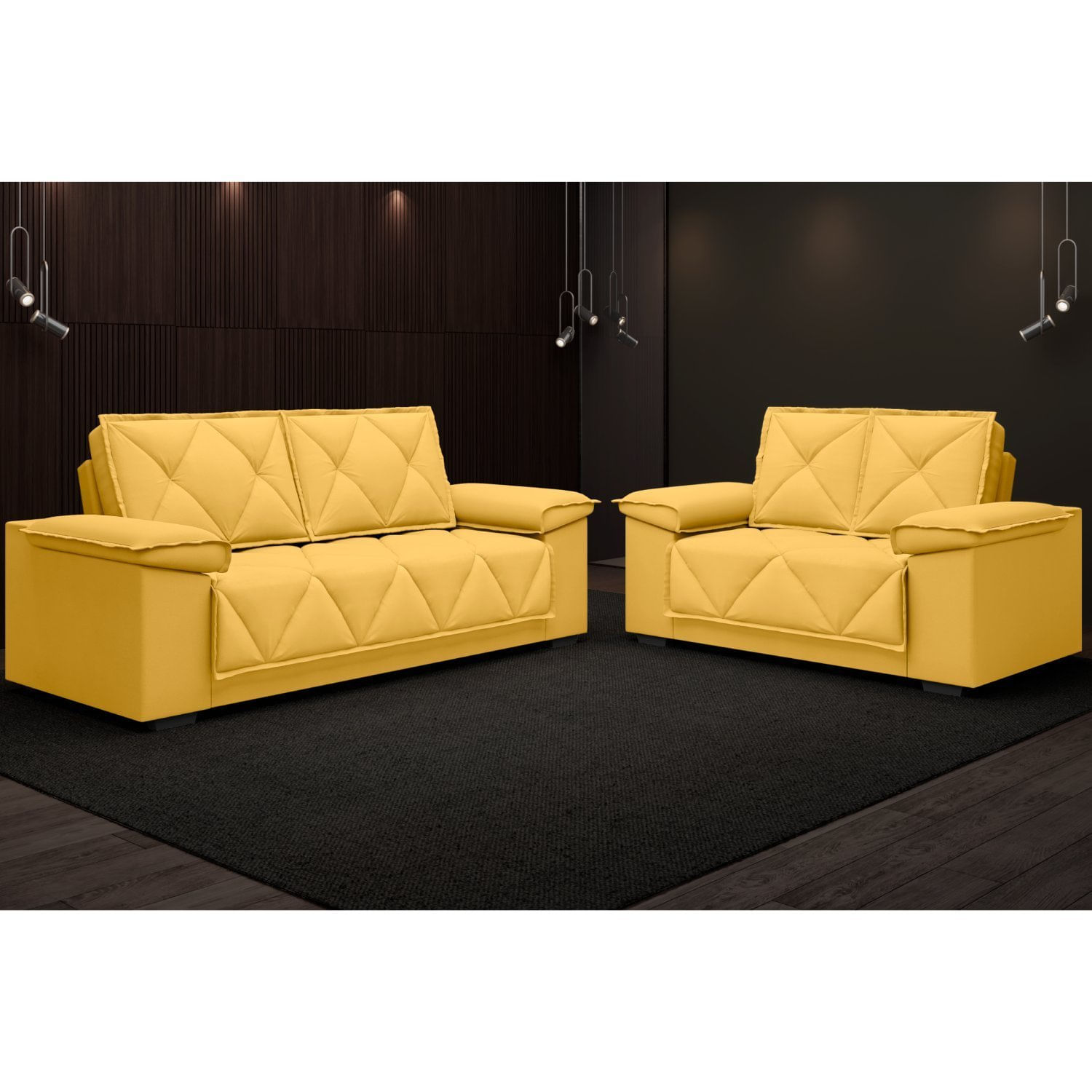 Conjunto Sofá 2 E 3 Lugares Velosuede Brazos Yescasa Canario