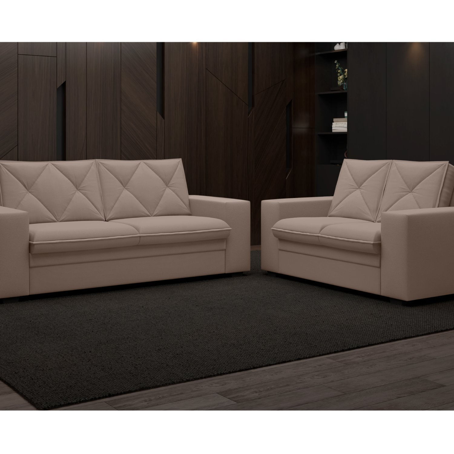 Conjunto Sofá 2 E 3 Lugares Velosuede Delos Yescasa Marrom