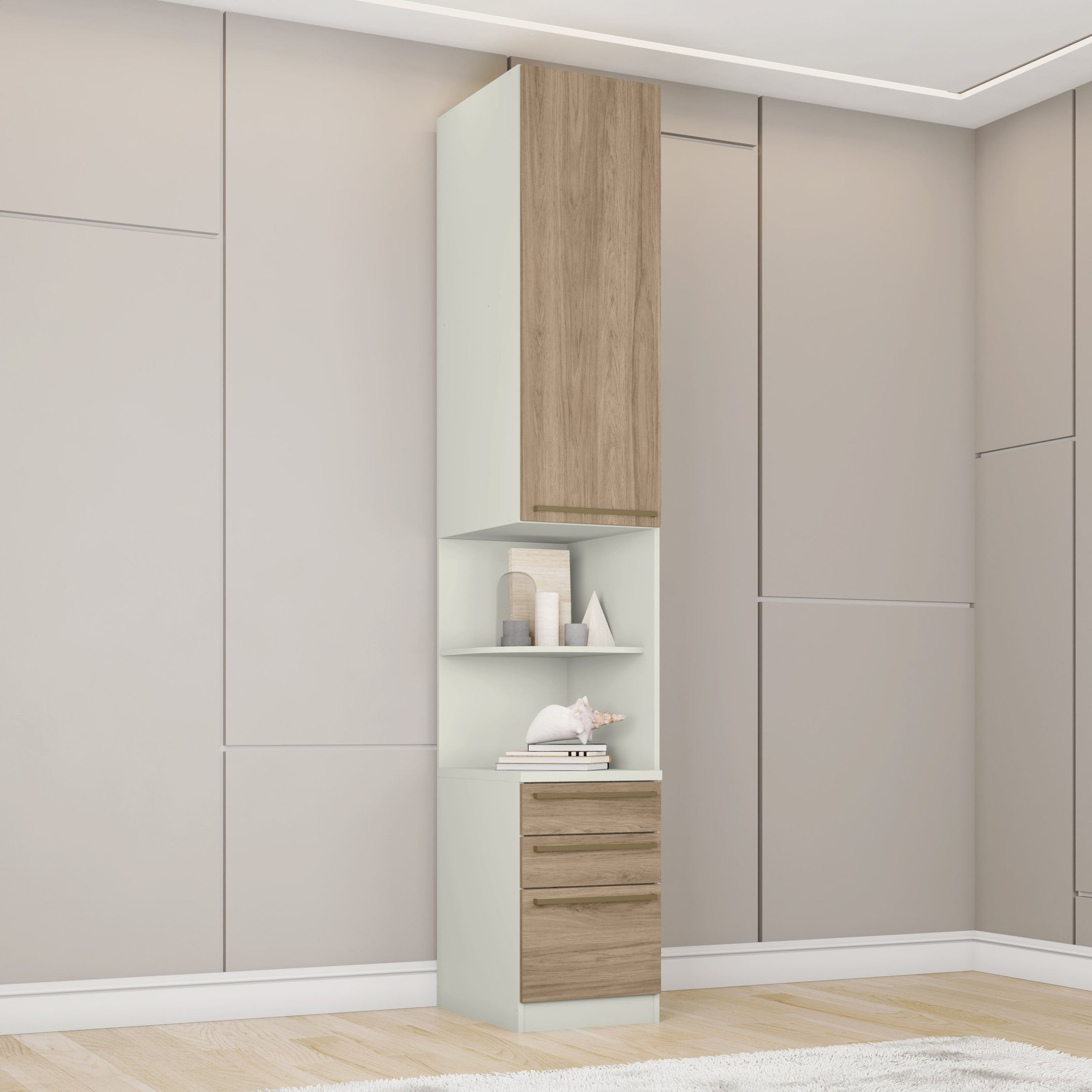 Módulo Para Quarto Com 1 Porta E 3 Gavetas Predileto Areia Hp/jequitiba