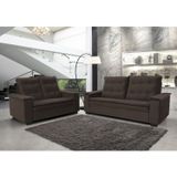 Conjunto Estofado 2 E 3 Lugares Porto Hellen Estofados Marrom