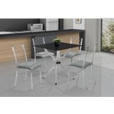 Conjunto Para Cozinha Mesa Lana 80x80cm Com 4 Cadeiras Ortenia Cromado/cinza/preto