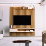 Painel Para Tv Até 75 Polegadas Ripado Tucumã 1.8 Nature/pérola