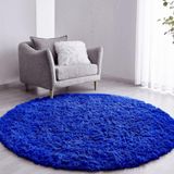 Tapete Sala Felpudo Peludo Azul Redondo 200 Cm
