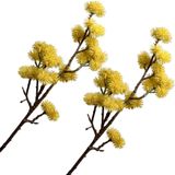 Kit 6 Plantas Artificial Mamonas Amarelo Escuro Enfeite 70cm