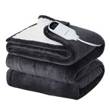 Cobertor Elétrico Bedsure De Flanela De Tamanho Completo Aquecido Cinza Escuro