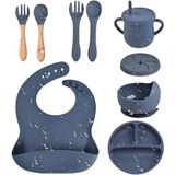 Kit Introdução Alimentar Bebe 8 Peças Silicone Iniciação Para Alimentos Cinza
