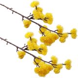 Kit 6 Plantas Artificiais Enfeite Mamona Amarela Jardim 70cm