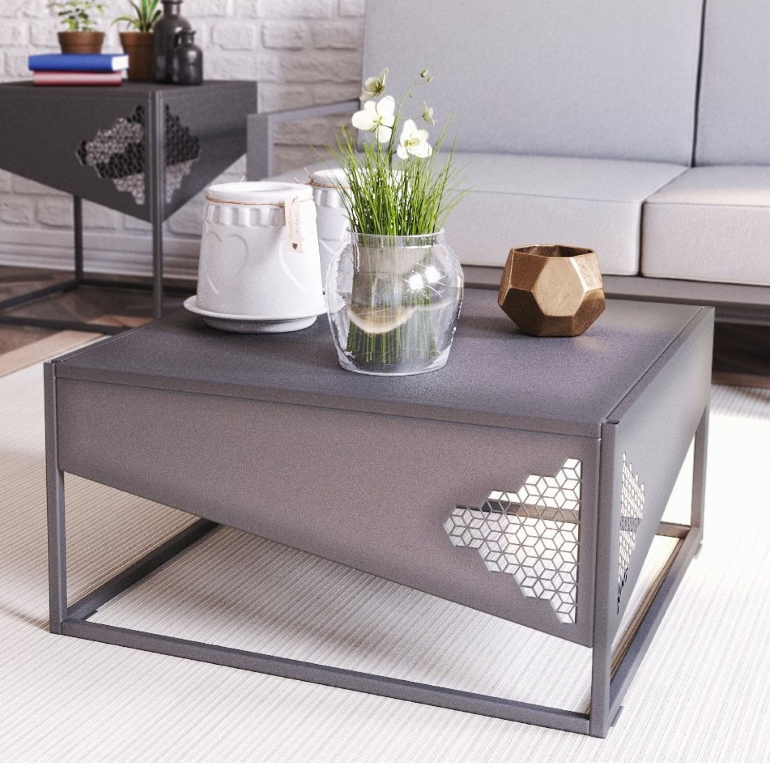 Mesa De Centro Campinas Proa Cimento Queimado