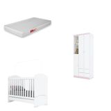 Quarto De Bebê Compacto Com Berço E Guarda Roupa Lápis De Cor Com Colchão Branco