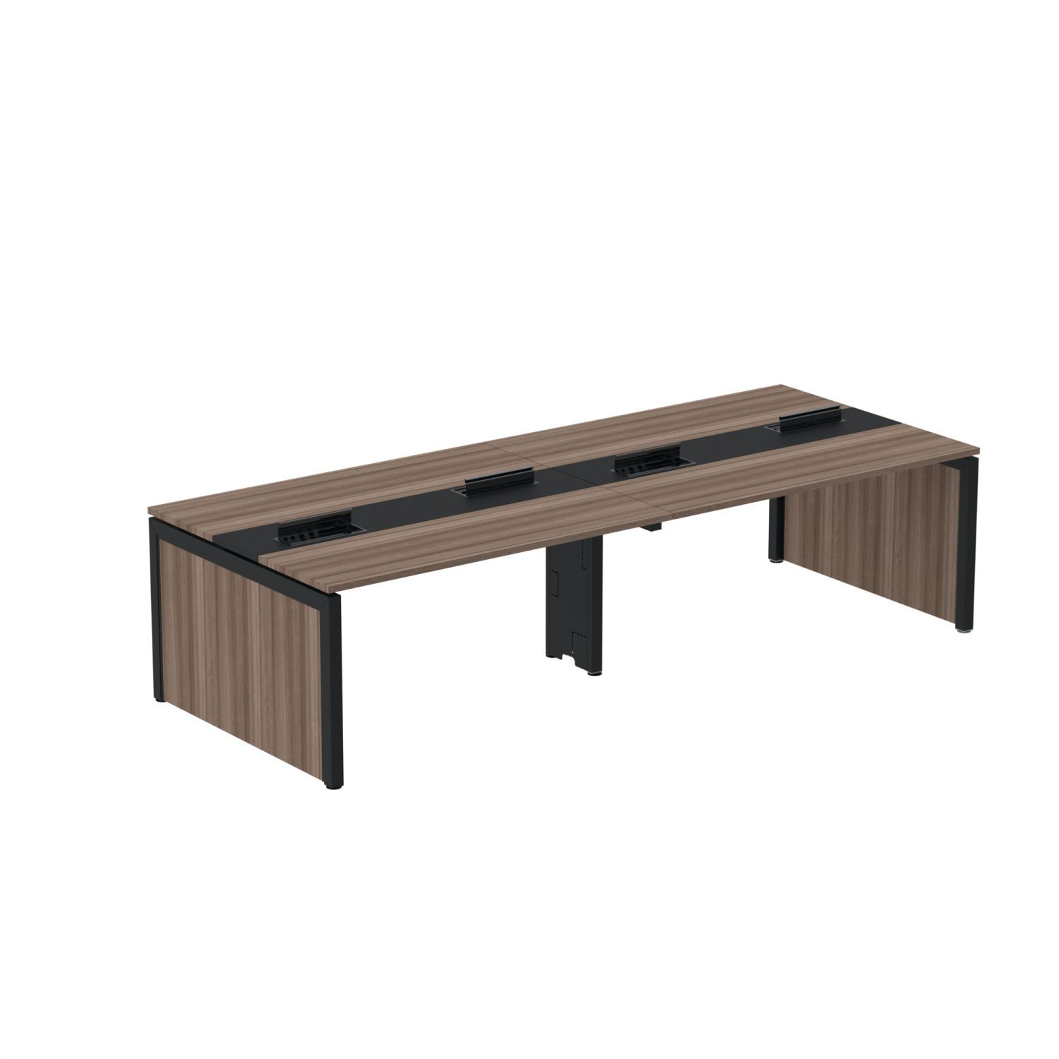 Mesa Plataforma Dupla Para 4 Lugares Para Coworking 130x120/4p Walnut/preto