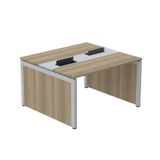 Mesa De Plataforma Dupla Para 2 Pessoas Corporativa 150x120/2p Nogueira Casablanca/cinza