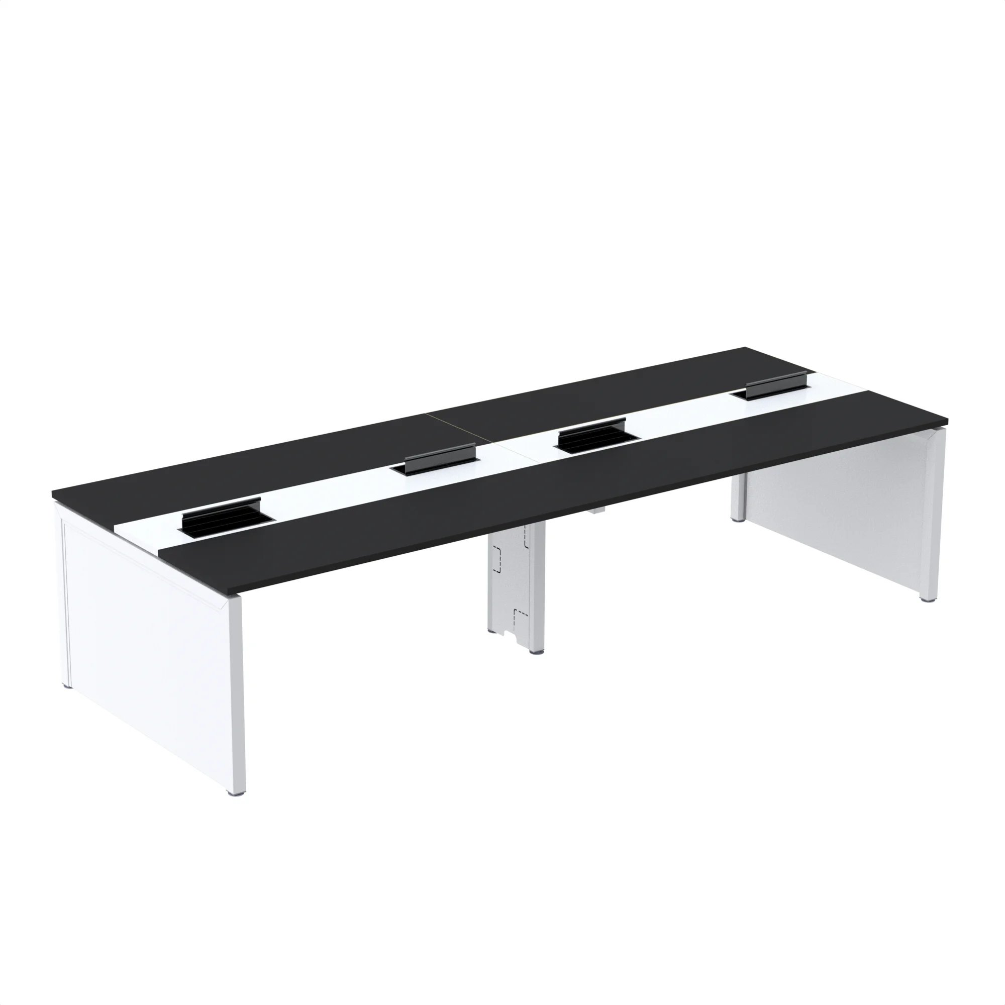 Mesa Plataforma Dupla Para 4 Lugares Para Coworking 160x120/4p Preto/branco