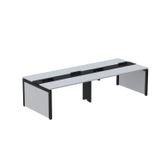 Mesa Plataforma Dupla Para 4 Lugares Para Coworking 130x120/4p Cinza/preto