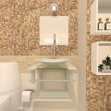 Gabinete Para Banheiro Vidro 40 Cm Cuba Quadrada E Espelheira Vmex Branco