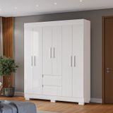 Guarda-roupa Casal 149,10cm 6 Portas E 2 Gavetas Chantrieri Espresso Móveis Branco
