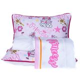 Jogo De Cama Princesa Estrelas Branco Casal Padrão 04 Peças - Micropercal 180 Fios