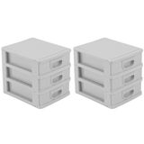 Kit 2 Gaveteiro Organizador De Mesa 3 Gavetas Branco