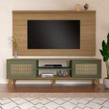 Rack Com Painel Para Tv Até 60 Pol Universal Memphis Carvalho/menta