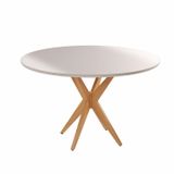 Mesa Simpatia Candian 108cm Redonda Com Vidro Cinamomo/off