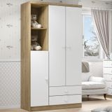 Guarda Roupa De Bebe 3 Portas 2 Gavetas 2 Nichos Pique-esconde Henn Rústico/branco