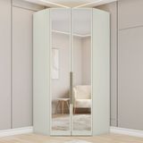 Guarda Roupa Canto Closet Modulado 2 Portas E 3 Gavetas Com Espelho E Led Areia Hp
