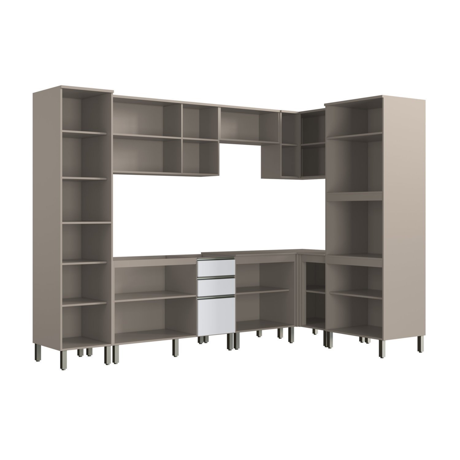 Encontraproduto.com.br - Cozinha Modulada 8 Peças Diamante New Fumê/fumê Branco