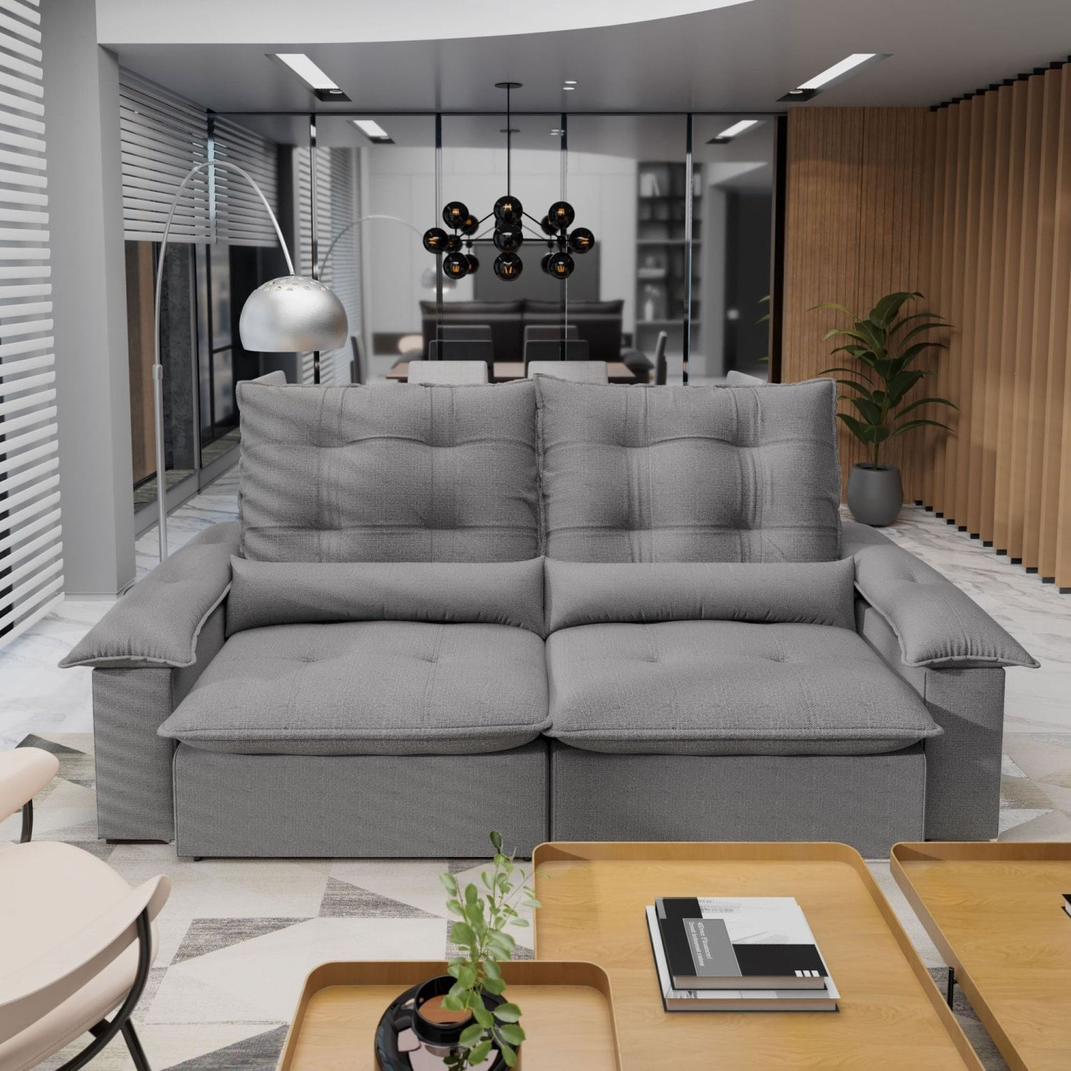 Sofá Retrátil E Reclinável 270 Cm Porto Belo Grafite